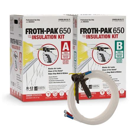 Frothpak 650 - This item: Froth Pak wx005 15 ft. Gun Hose Assembly with Nozzles. $15999. +. Froth-Pak 650 Closed Cell Spray Foam Insulation Kit, 15 ft Hose, 2 Part, Polyurethane, Yields Up to 650 Board Feet, Improved Low GWP Formula. Insulates Cavities, Penetrations & …